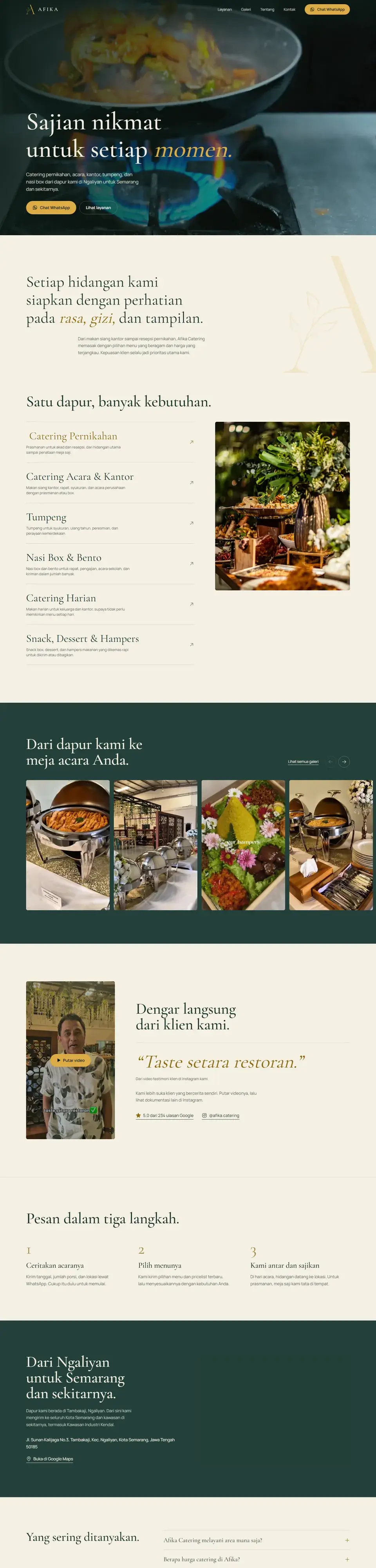 Tangkapan layar halaman penuh website Afika Catering