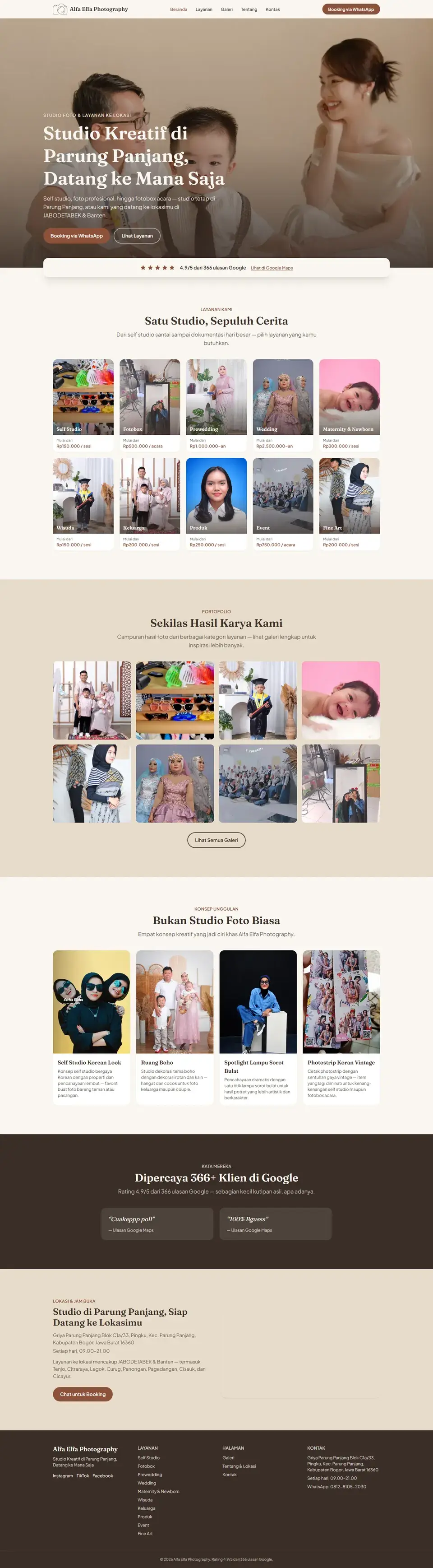 Tangkapan layar halaman penuh website Alfa Elfa Photography