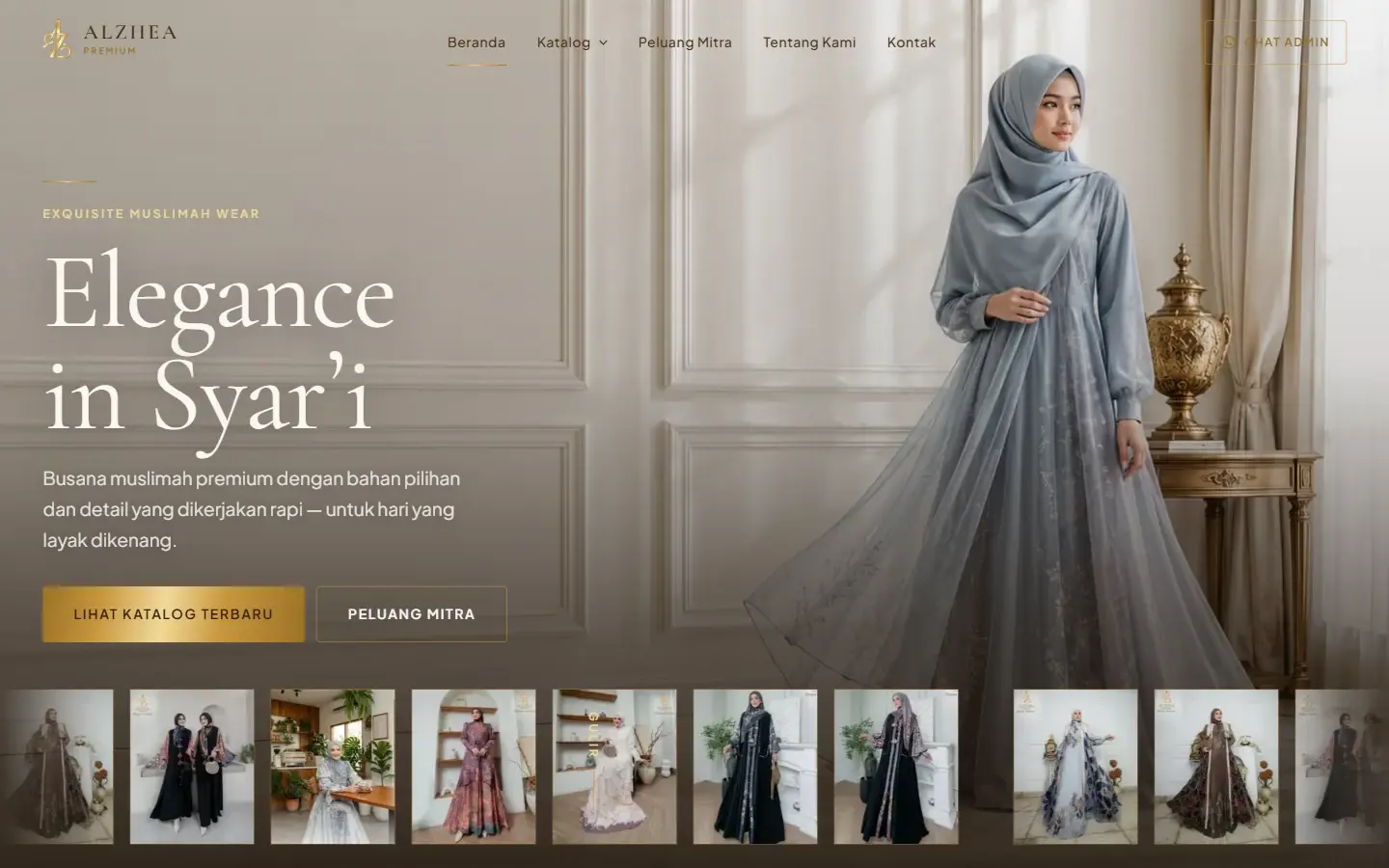 Tampilan halaman website Alzhea Premium