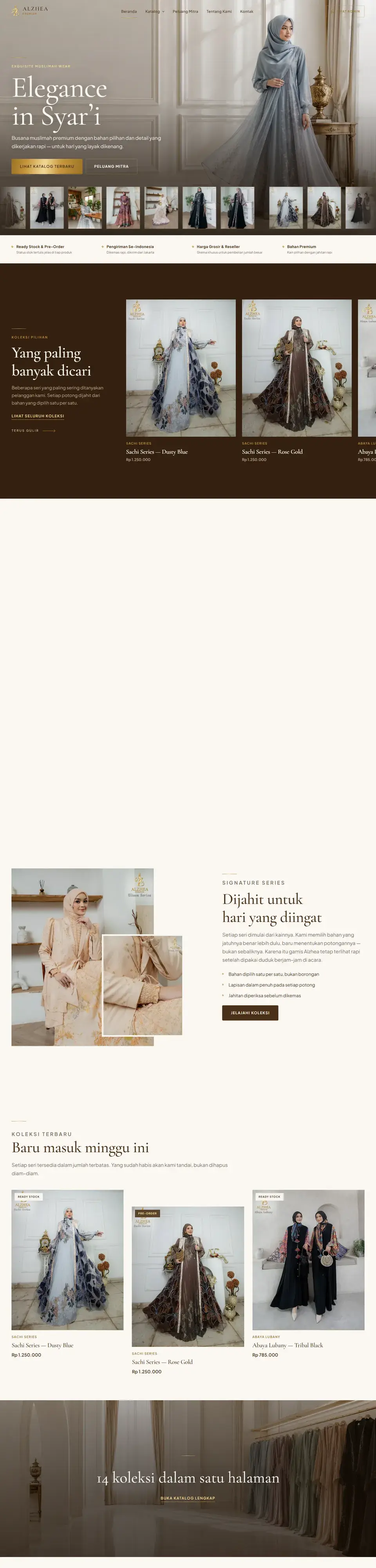 Tangkapan layar halaman penuh website Alzhea Premium