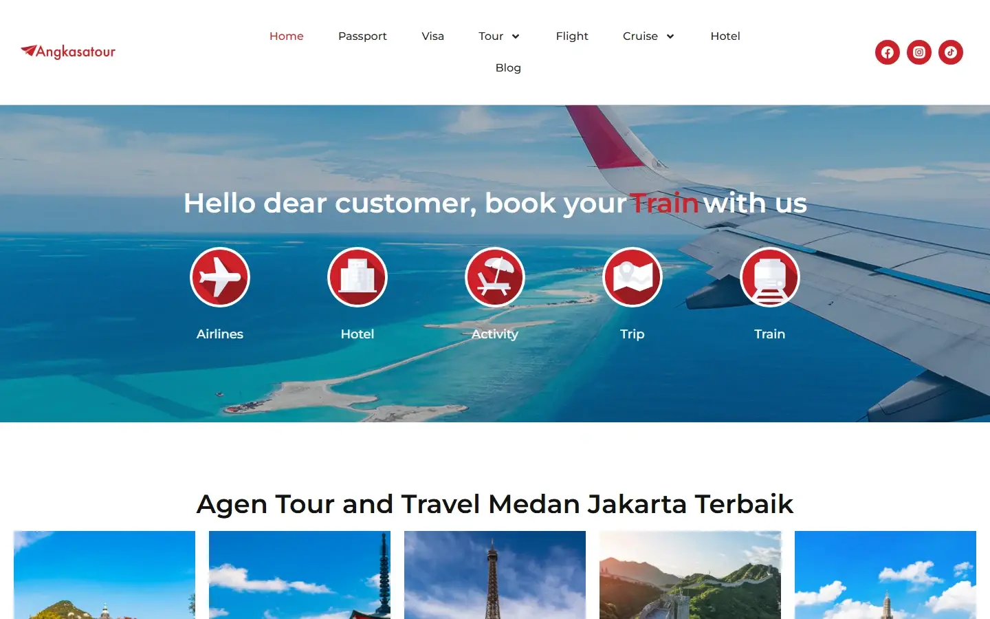 Tampilan halaman website Angkasa Tour & Travel