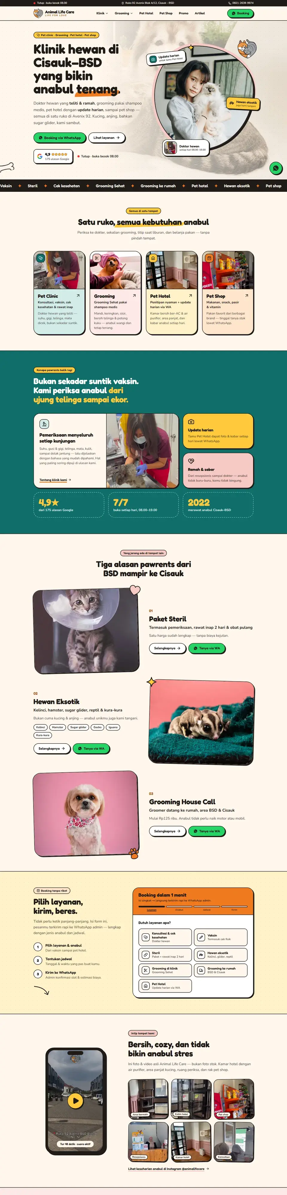 Tangkapan layar halaman penuh website Animal Life Care