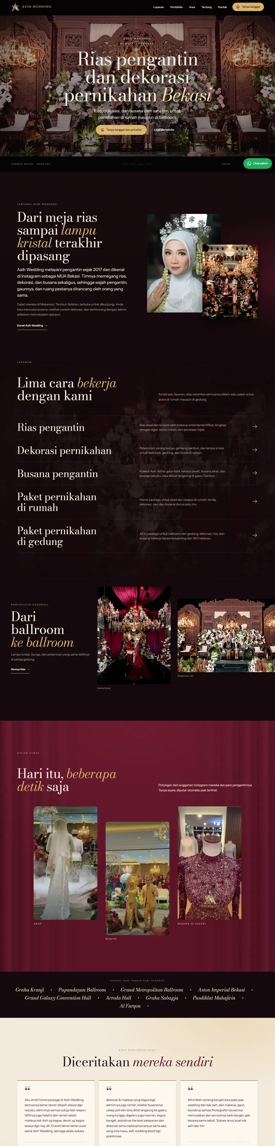 Tangkapan layar halaman penuh website Asih Wedding