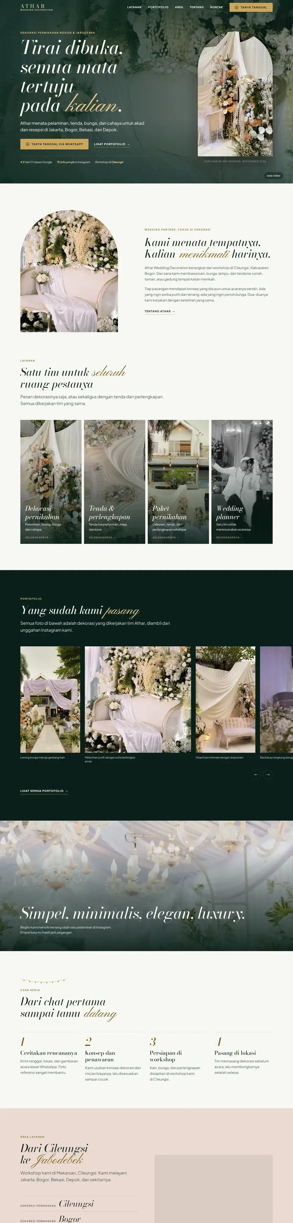 Tangkapan layar halaman penuh website Athar Wedding Decoration