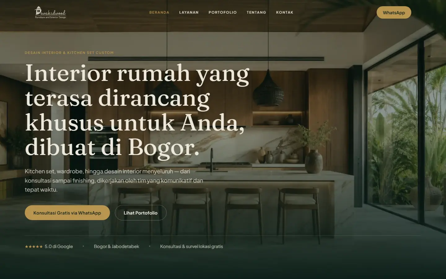Tampilan halaman website Dewakidwood
