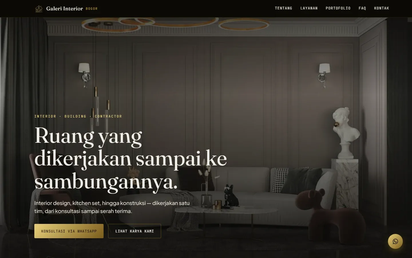 Contoh website kontraktor, arsitek, dan interior: Galeri Interior Bogor