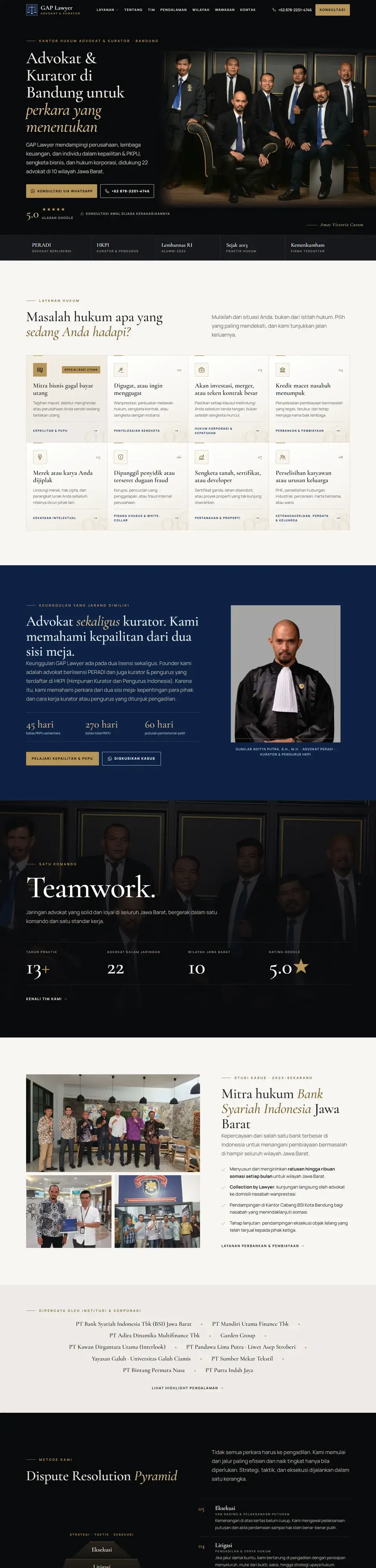 Tangkapan layar halaman penuh website GAP Lawyer
