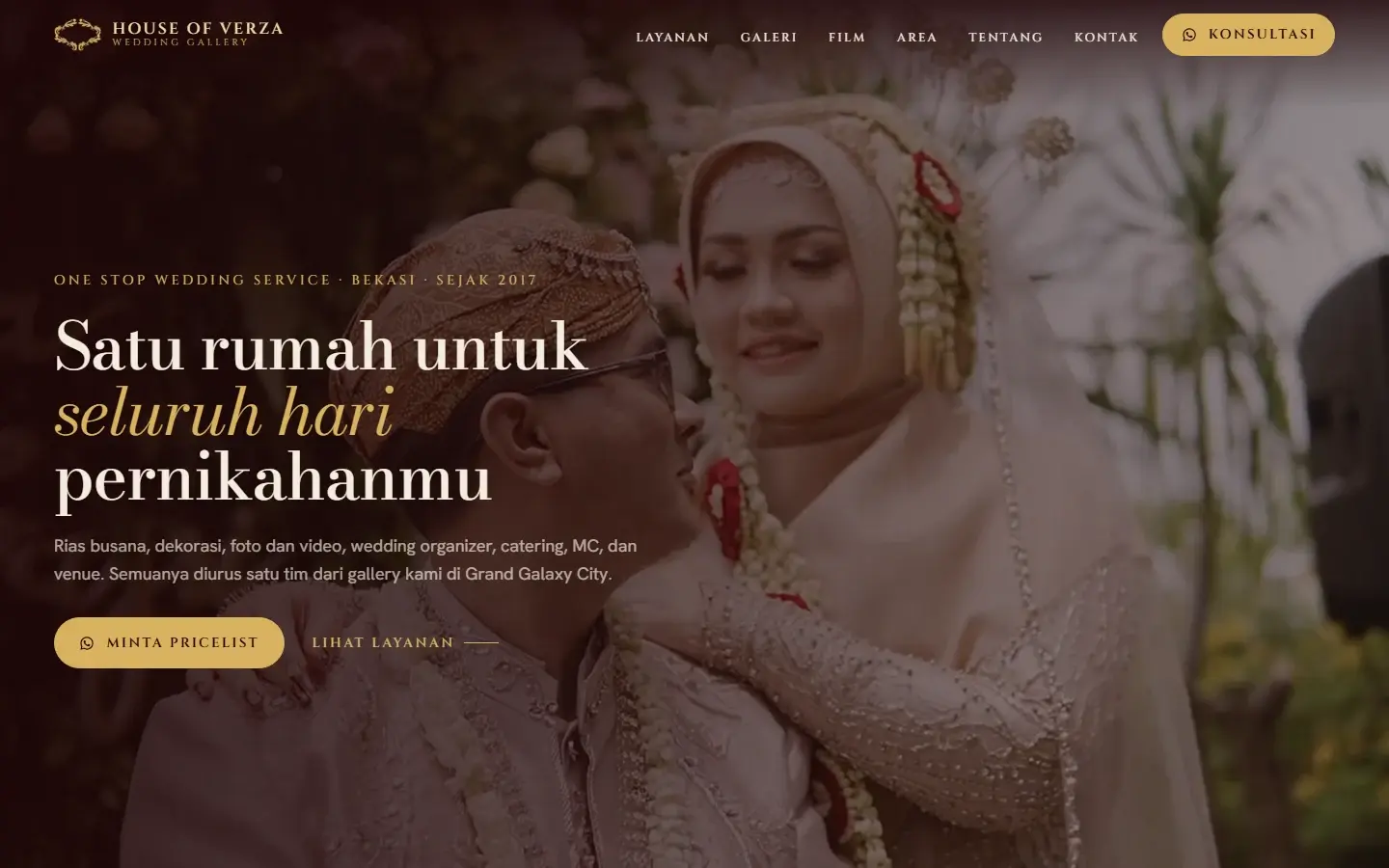 Tampilan halaman website House of Verza