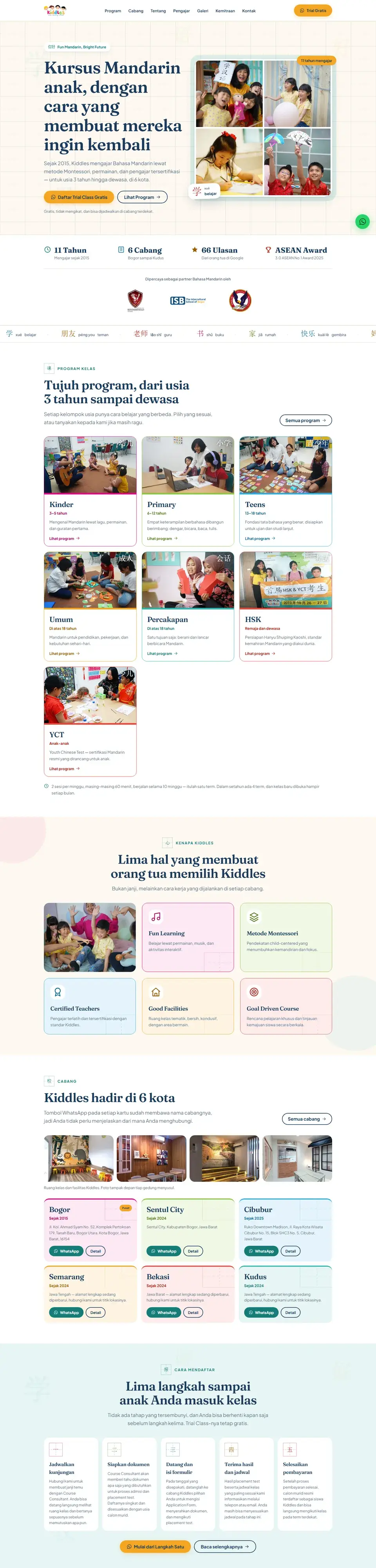 Tangkapan layar halaman penuh website Kiddles