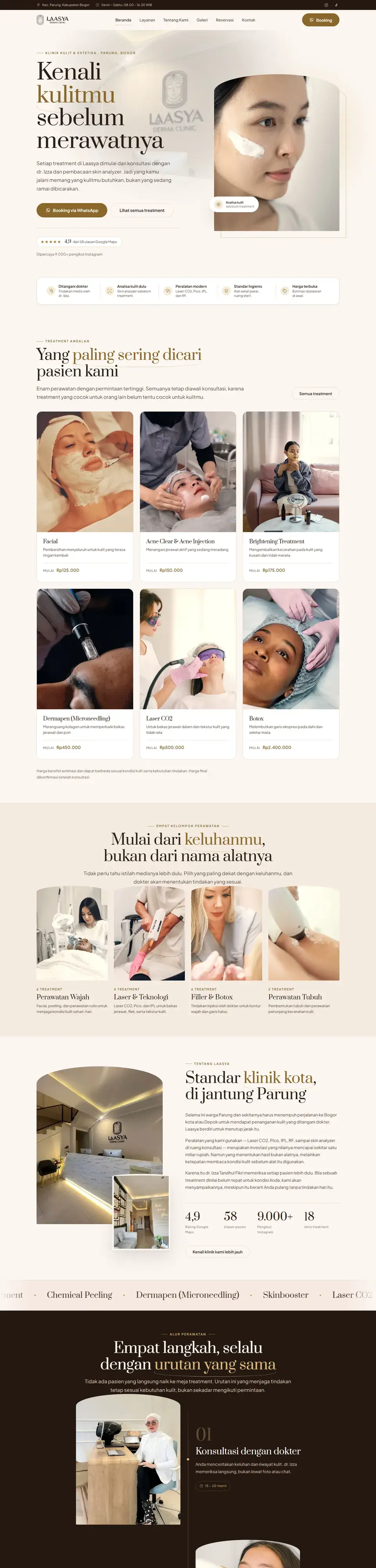 Tangkapan layar halaman penuh website Laasya Derma Clinic