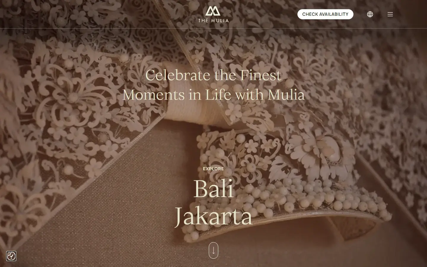 Tampilan halaman website The Mulia