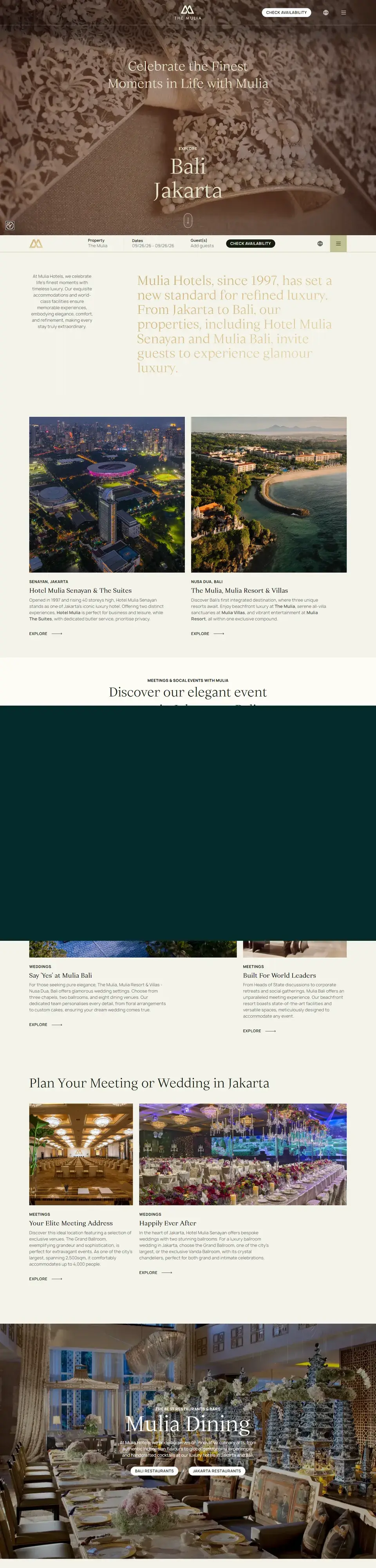 Tangkapan layar halaman penuh website The Mulia