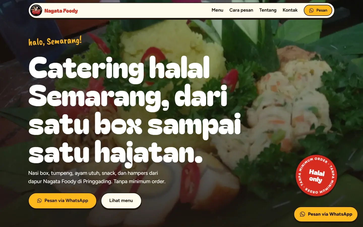Tampilan halaman website Nagata Foody