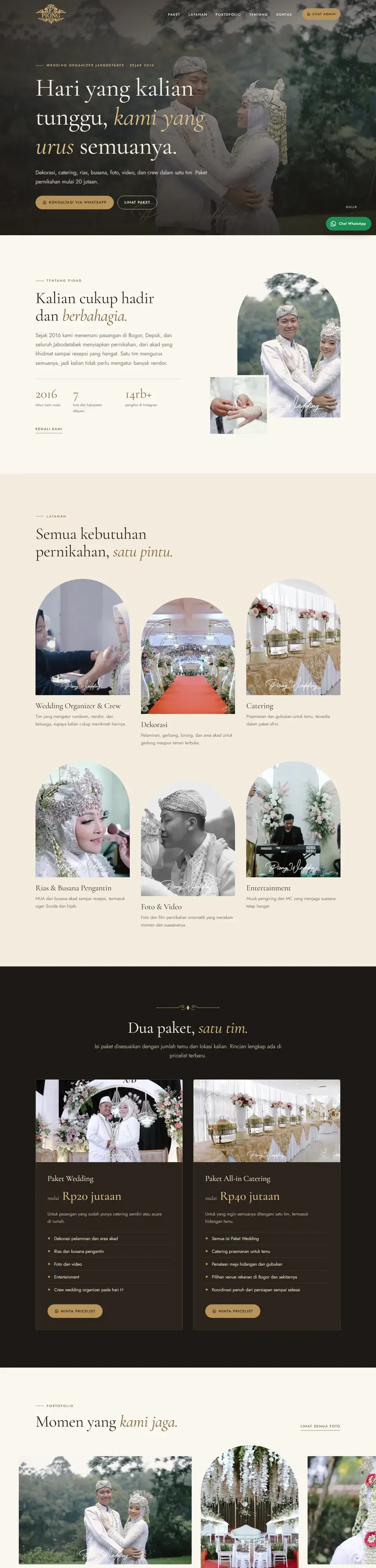Tangkapan layar halaman penuh website Piong Wedding