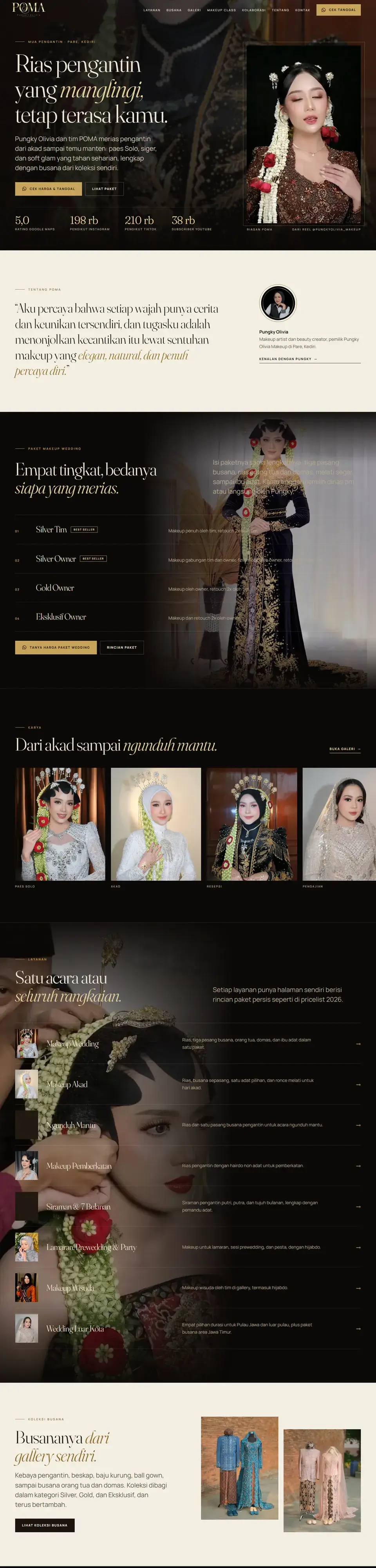 Tangkapan layar halaman penuh website Pungky Olivia Makeup
