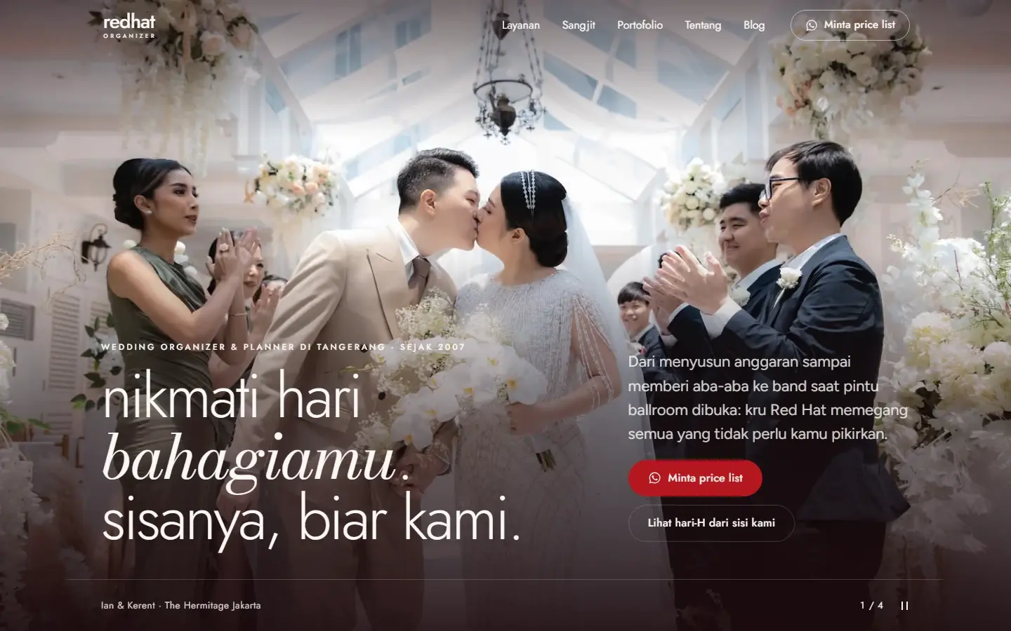 Tampilan halaman website Red Hat Organizer