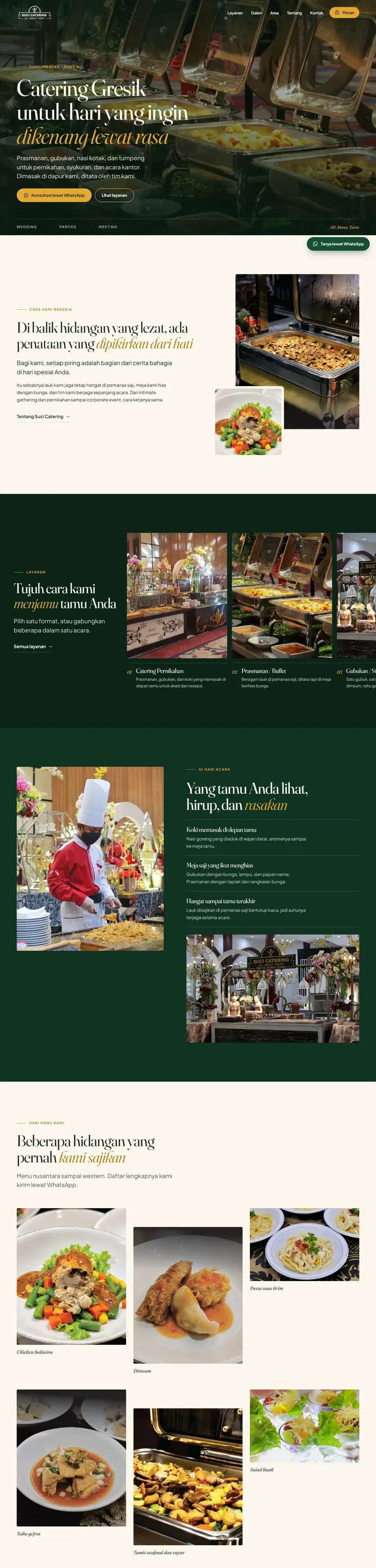 Tangkapan layar halaman penuh website Suci Catering Gresik