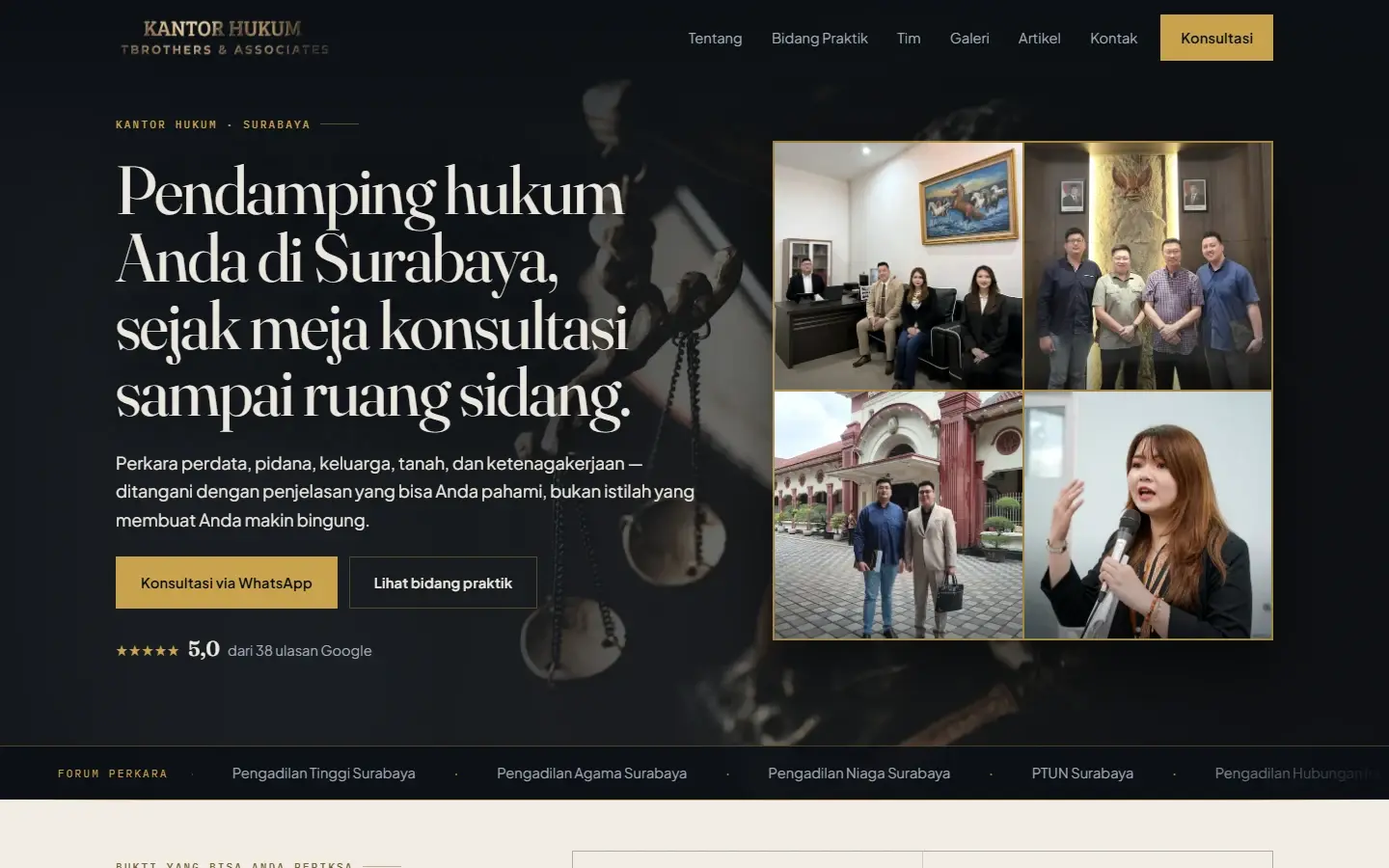 Tampilan halaman website TBrothers & Associates