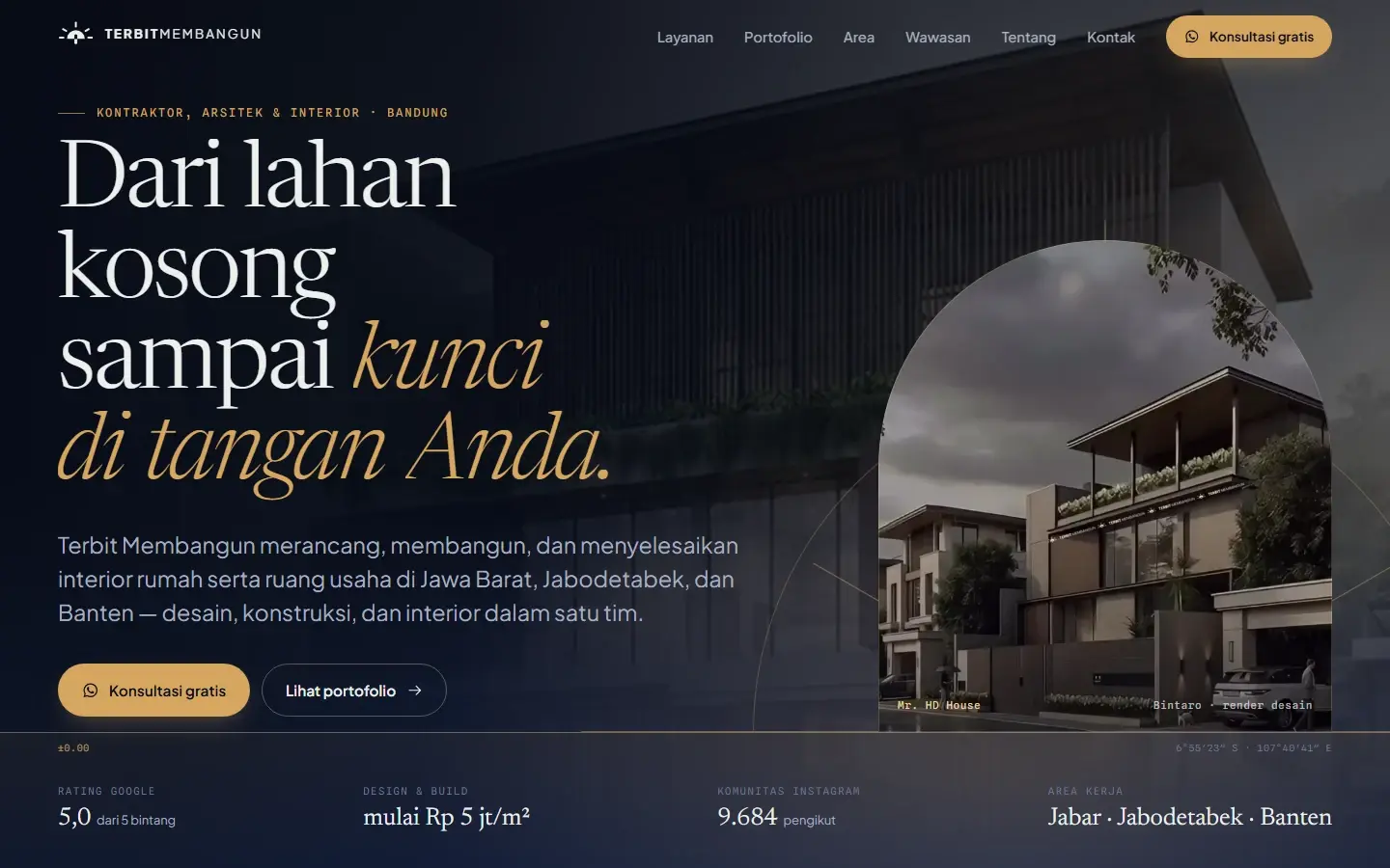 Tampilan halaman website Terbit Membangun