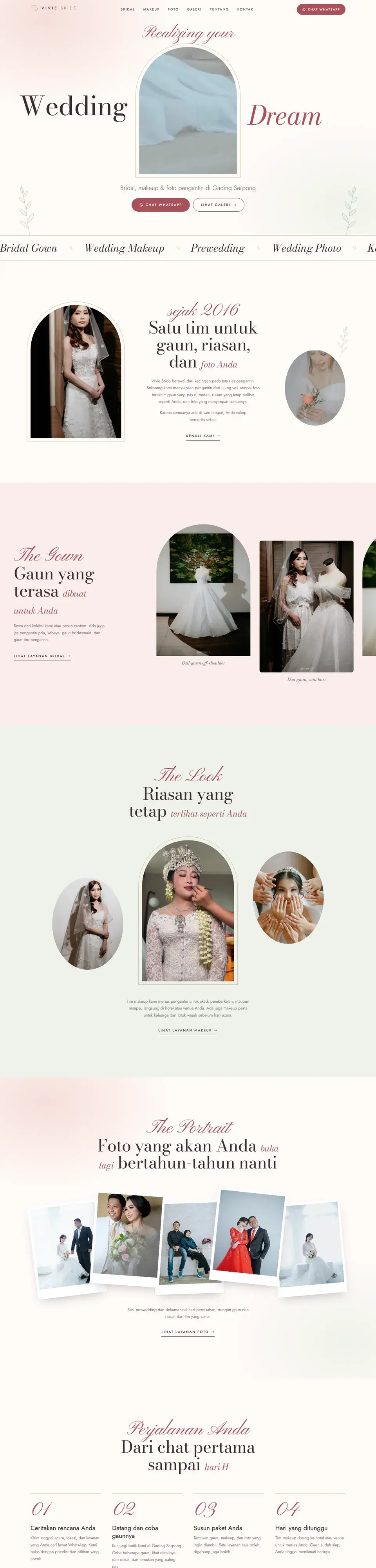 Tangkapan layar halaman penuh website Vivie Bride
